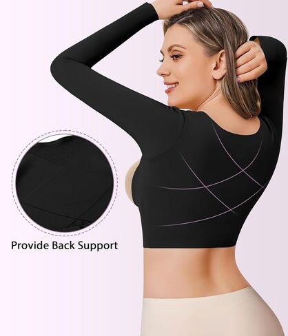 YERKOAD Arm Shapers for Women Flabby Arms Post Surgery Compression Sleeves Arm Faja Front Closure Shapewear Tops in Kuwait