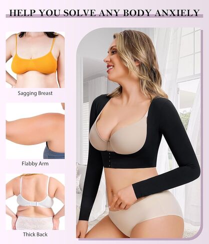 YERKOAD Arm Shapers for Women Flabby Arms Post Surgery Compression Sleeves Arm Faja Front Closure Shapewear Tops in Kuwait