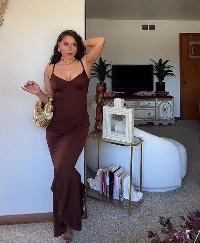 Popilush Corset Dress Built in Shapewear - Mermaid Dress for Women Deep V Neck Maxi Slip Bridesmaid Dresses for Wedding in Kuwait