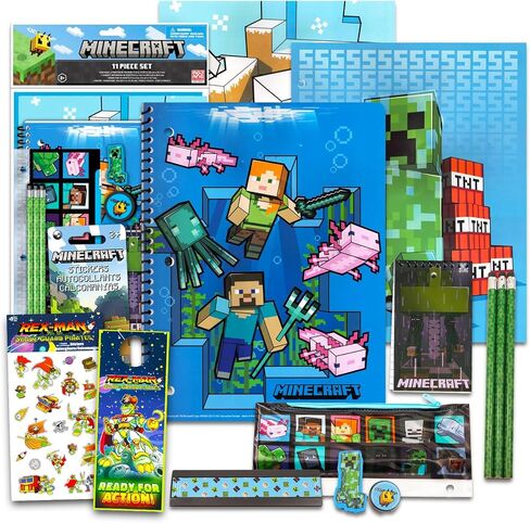 Minecraft School Supplies Value Pack ~ 13 Pc Bundle with Minecraft Folders, Notebook, and Stickers for Kids Boy Girls (Minecraft Back to School Supplies) in Saudi Arabia