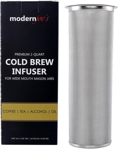 MODERNJOE'S Premium Infuser Cold Brew Coffee Maker for 1 Quart Wide Mouth Mason Jars. Cold Brew Coffee Filter. Perfect for Ice Coffee and Tea. 50 Micron EXTRA Fine Mesh 304 Stainless Steel in Kuwait