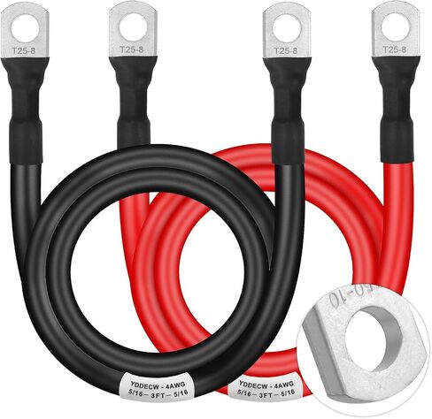 Battery Cable 4 Gauge 3FT, 4AWG Battery Power Inverter Cables (1 Positive & 1 Negative) with 5/16" Lugs Terminals for Automotive Solar Marine Boat RV Car Motorcycle in Saudi Arabia