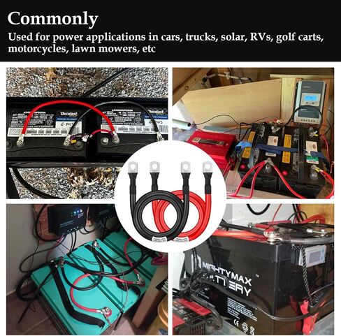 Battery Cable 4 Gauge 3FT, 4AWG Battery Power Inverter Cables (1 Positive & 1 Negative) with 5/16" Lugs Terminals for Automotive Solar Marine Boat RV Car Motorcycle in Saudi Arabia