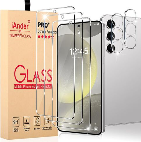 iAnder 3 Pack Galaxy S22 Screen Protector, 3 Pack Camera Lens Protector with Easy Installation Tray, Supports Fingerprint Sensor, HD Retina Clarity, Case Friendly in Kuwait