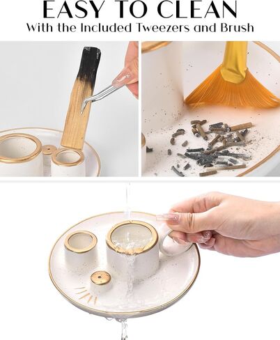 Incense Holder, 4 in 1 Palo Santo Holder for Burning Sage and Sticks, 5.9 Inch Ceramic Incense Burner and Ash Catcher Tray with Handle, White Candle Holder for Meditation Home Zen Decor Gift in Kuwait