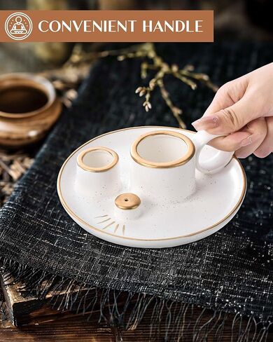 Incense Holder, 4 in 1 Palo Santo Holder for Burning Sage and Sticks, 5.9 Inch Ceramic Incense Burner and Ash Catcher Tray with Handle, White Candle Holder for Meditation Home Zen Decor Gift in Kuwait