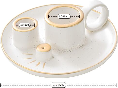 Incense Holder, 4 in 1 Palo Santo Holder for Burning Sage and Sticks, 5.9 Inch Ceramic Incense Burner and Ash Catcher Tray with Handle, White Candle Holder for Meditation Home Zen Decor Gift in Kuwait