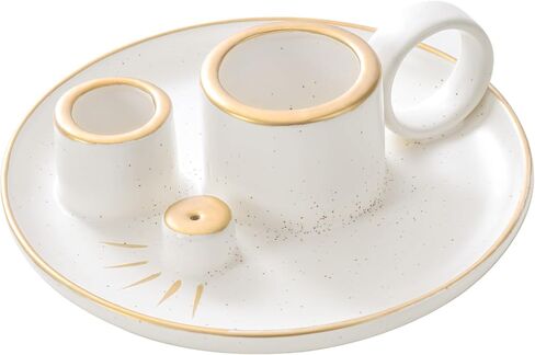 Incense Holder, 4 in 1 Palo Santo Holder for Burning Sage and Sticks, 5.9 Inch Ceramic Incense Burner and Ash Catcher Tray with Handle, White Candle Holder for Meditation Home Zen Decor Gift in Kuwait