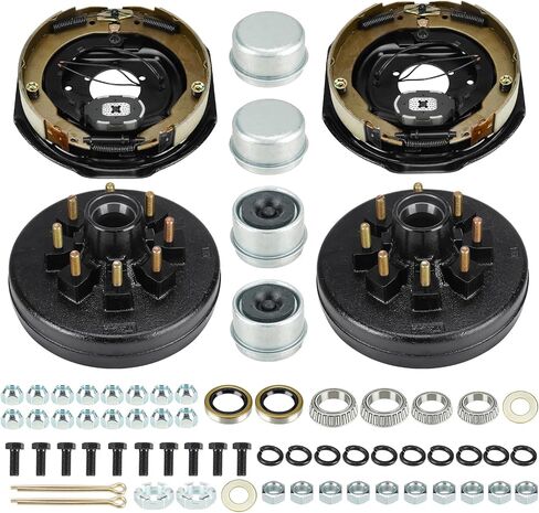 8 on 6.5" Bolt Circle Hub Drum Kits w/ 12" x 2" Left and Right Electric Brake for 7,000lbs Trailer Axle,cone bearing in Saudi Arabia
