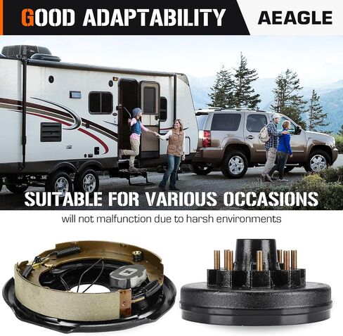 8 on 6.5" Bolt Circle Hub Drum Kits w/ 12" x 2" Left and Right Electric Brake for 7,000lbs Trailer Axle,cone bearing in Saudi Arabia
