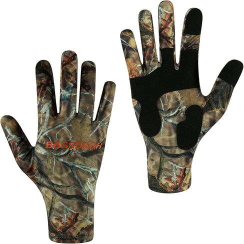 BASSDASH UPF 50+ Unisex Lightweight Camo Hunting Gloves Early Season in Kuwait