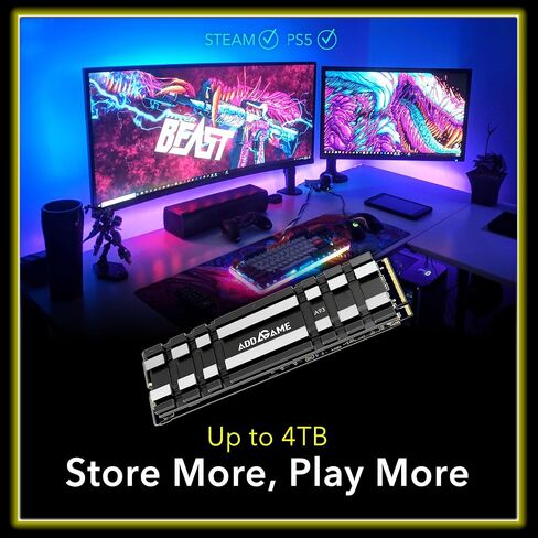Addlink A93 2TB Storage Expansion for PS5 Console with Heatsink, Up to 7400mb/s, Gen 4 PCIe NVMe m.2 2280, SLC Cache Internal Solid State Drive(‎ad2TBA93M2P) in Saudi Arabia