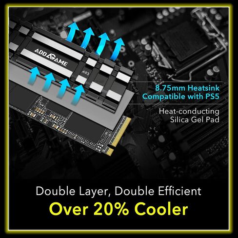 Addlink A93 2TB Storage Expansion for PS5 Console with Heatsink, Up to 7400mb/s, Gen 4 PCIe NVMe m.2 2280, SLC Cache Internal Solid State Drive(‎ad2TBA93M2P) in Saudi Arabia