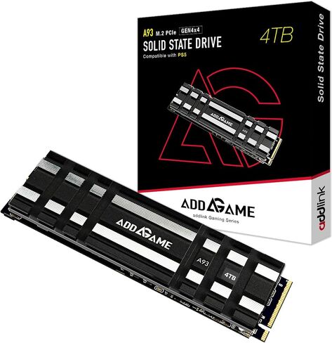 Addlink A93 2TB Storage Expansion for PS5 Console with Heatsink, Up to 7400mb/s, Gen 4 PCIe NVMe m.2 2280, SLC Cache Internal Solid State Drive(‎ad2TBA93M2P) in Saudi Arabia