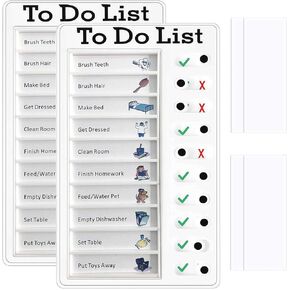 2 Pieces Chore Chart for Adults,Portable Chore Chart Memo Board Detachable Message Board Daily to Do List,RV Checklist Routine Check Items for Home Travel Planning Schedule Reminder Tool