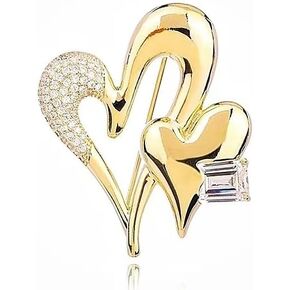 Heart Gold Brooch Pins Rhinestone Crystal Lapel Pin Brooches for Women Girl Fashion Jewelry Gift in Kuwait