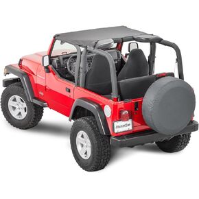 MasterTop Bimini Top in Black Diamond Sail Cloth Fits or is compatible with 1997-2006 Jeep TJ Wrangler and 2004-2006 Wrangler Unlimited Requires Windshield Header for Install 14104235