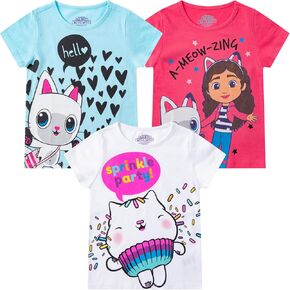 DREAMWORKS GABBY'S DOLLHOUSE Universal Girls 3 Pack Short Sleeve T-Shirt for Big Kids