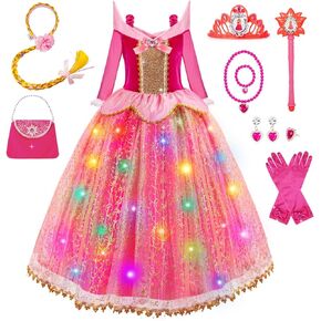 Meland Princess Dresses for Girls - Light Up Princess Dress Up for Girls 3-10 Year Old, Costume for Girls Halloween Birthday