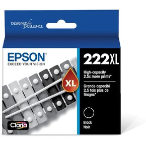 Epson 222 Claria Ink High Capacity Black Cartridge (T222XL120-S) Works with Workforce WF-2960, Expression XP-5200