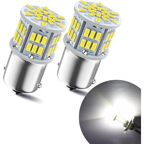 Pack-2 Car 1156 LED Turn Signal Light Bulb, Single Contact 6800K Super Bright Bulb Replacement, 1141 1003 7506 BA15S Plug and Play Light Bulb, Universal Lighting Accessory for Cars (White)