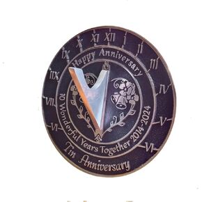 10th Anniversary Sundial Golden Wedding Memorial Gift for Love Ones 8 inches Home and Garden Decor