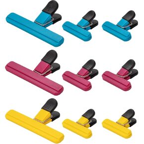 Chip Clips, 9 Pack Food Clips, Large Bag Clips for Food Storage, Snack Clips with Air Tight Seal Grip (3 x L, 6 x S)