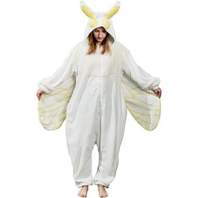Mothman Onesie Pajamas for Adult, Silk Moth Halloween and Christmas Costume Cartoon One-Piece Cosplay