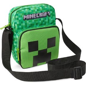 Minecraft Kids Shoulder Bag, Creeper Crossbody Bag with Adjustable Strap - Gamer Gifts for Boys