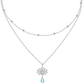 DAOCHONG Layered Necklace 925 Sterling Silver Evil Eye Hamsa Hand/Infinity Love Necklace Infinite Love Heart Eternity Pendant With Cubic Zirconia Multilayer Necklace Triple 3 Chains Choker Necklace Long Chain Jewelry Gift for Women Girls