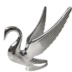 Heavy-Duty Chromed Swan Hood Ornament, Cast Metal