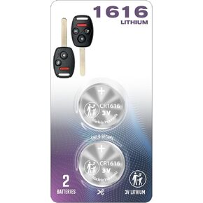 (2 PACK) CR1616 1616 REMOTE KEY FOB BATTERY OEM for 2003-2015 Replacement for Accord Civic CR-V Fit Insight Acura TL TSX ZDX Case Shell OUCG8D-380H-A MLBHLIK-1T KR55WK49308 N5F-S0084A CWTWB1U545