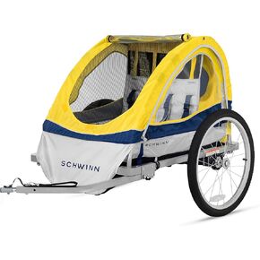 Schwinn Joyrider Echo and Trailblazer Child Bike Trailer, Single and Double Seat Baby Carrier Options, Canopy, 16 or 20-Inch Air-Filled Tires, with Bug Screen & Weather Shield, Bike Attachment