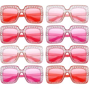 SUNOVELTIES Women Sparkling Crystal Sunglasses Oversized Square Diamond Thick Frame Glasses Funky Big Cool Eyeswear
