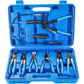 9PCS Wire Long Reach Hose Clamp Pliers Set | Hose Clamp Pliers Set Fuel Oil Water Hose Auto Tools for Automotive Coolant Radiator Heater and Water Hose