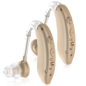Hearing Aids, Enjoyee Hearing Aids for Seniors Rechargeable Hearing Amplifier with Noise Cancelling for Adults Hearing Loss, Digital Ear Hearing Assist Devices with Volume Control(Flesh)