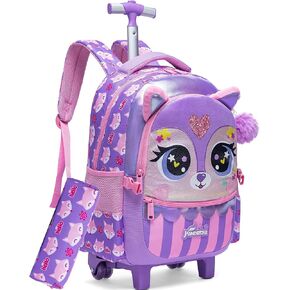 MYHSBYO Rolling Backpack for Girls Kids Backpack with Wheels Roller Backpack with Wheels Set for Elementary Students Carry on Luggage Bookbag with Roller