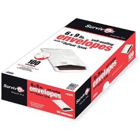 Quality Park Survivor Shipping Envelopes, 6" x 9", Made with Strong, Lightweight DuPont Tyvek Material, Flap-Stik Peel and Seal Closure, 100/Box (QUAR1320), White