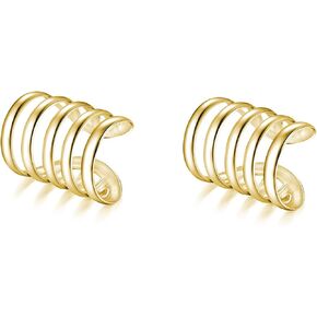 SLUYNZ 925 Sterling Silver Multi Circles Cuff Earrings for Women Teens Clip Ons Earrings Cartilage Earrings (B-ASilver)
