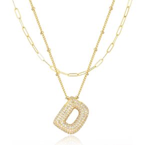 LUCA SMITH Initial Necklaces for Women Girls，Dainty Balloon Bubble Letter Necklace，Name Letter Alphabet Pendant Layered Choker Necklaces Personalized Jewelry Gift