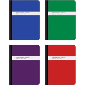 Oxford Poly Composition Notebook 4 Count(Pack of 1), Wide Ruled Paper, 9-3/4 x 7-1/2 Inches, 80 Sheets, Assorted Colors: Blue, Green, Purple, Red (64959)