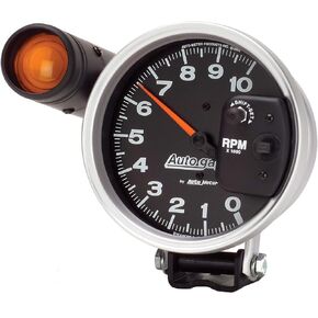 AUTO METER 233904 Autogage Monster Shift-Lite Tachometer Black dial/Silver bezel, 5.000 in.