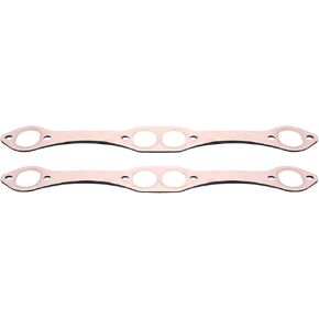 2 Pcs Oval Port Copper Header Exhaust Gaskets Reusable Fits For Chevy SB 327 305 350 383