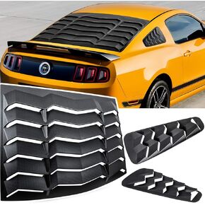 E-cowlboy Rear+Side Window Louvers for Ford Mustang 2005 2006 2007 2008 2009 2010 2011 2012 2013 2014 Windshield Sun Shade Cover Vent GT Lambo Style Custom Fit All Weather ABS (Matte Black)