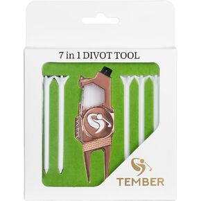 Golf Divot Tool with Golf Ball Marker and Golf Tees 3 1/4 inch - Golf Gifts for Men - Golf Accessories for Women