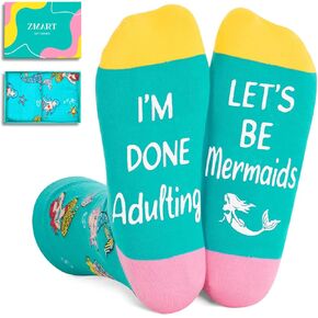Zmart Crazy Silly Funny Socks for Women Men Teens, Mermaid Ocean Marine Gifts, Animal Lover Gifts, Mermaid Socks Ocean Marine Animal Socks