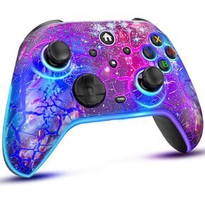 Switch Controller for Switch/Lite/OLED, 3800mWh Wireless Switch Remote Controller with 10 Cool LED Color Mode & Nebula Design for Android/iOS/PC, Wired Controller with Dualshock/Turbo/Gyro Axis/Wakeup