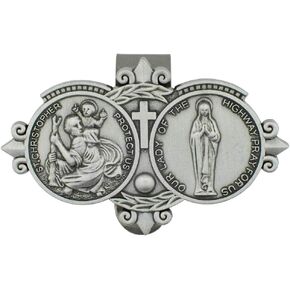 Saint Christopher Visor Clip | Saint Christopher and Mary Queen of The Highway | Patron Saint of Motorists and Travelers | Great Catholic Gift for New Drivers and Car Owners