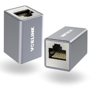 VCELINK RJ45 Coupler, Shielded Ethernet Coupler POE Ethernet Cable Extender for Cat7/Cat6a/Cat6/Cat5e, Female to Female in-Line Coupler, 4 Pack