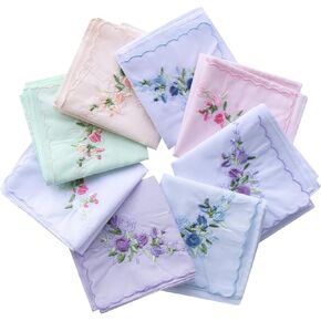 Vintage Floral Cotton Embroidered Ladies Handkerchiefs Pack